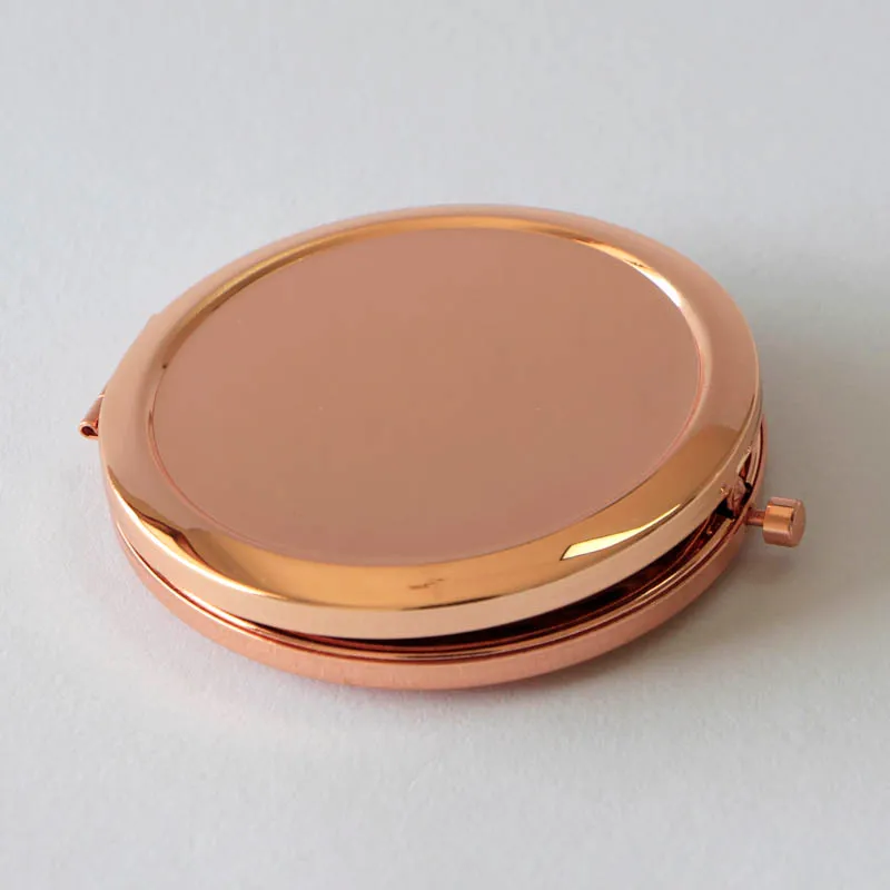 Högkvalitativ Plain Rose Gold Double Sided Travel Compact Mirror Dia 70mm /2.75INCH / 