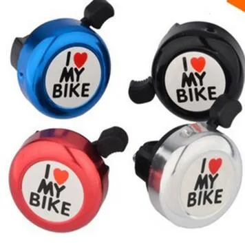 120 pz/lotto I Love My Bike Bicicletta Ciclismo Supporto per manubrio Campane Corna Campanello per corno a cuore in acciaio e plastica