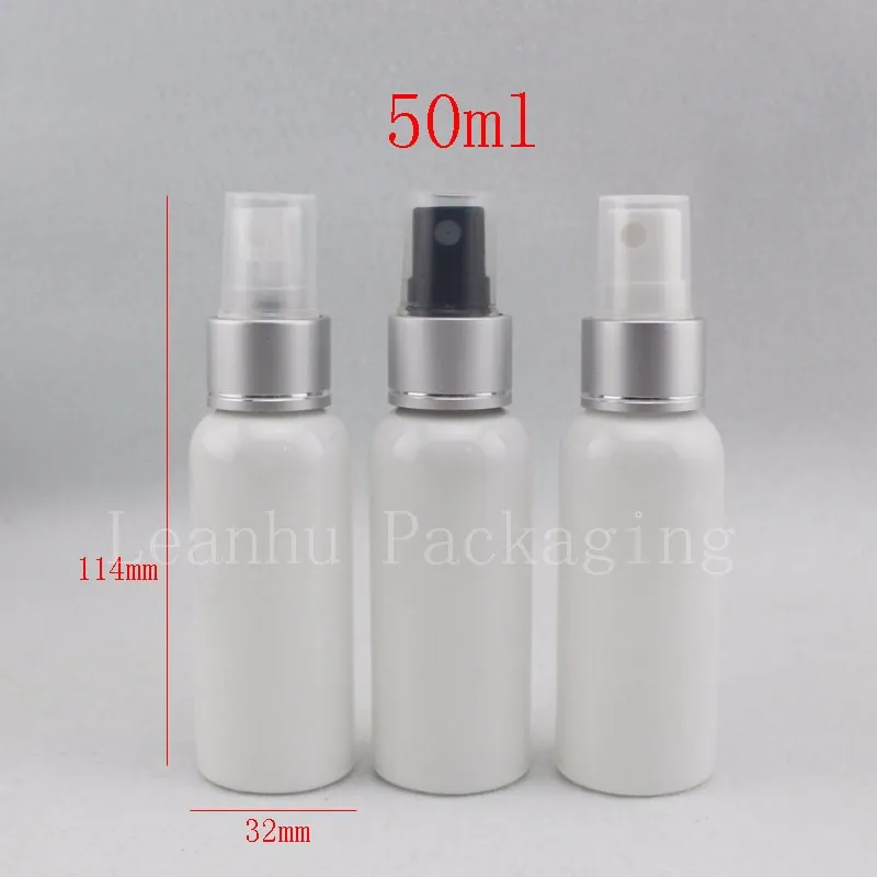 50ml white bottle with silver spray