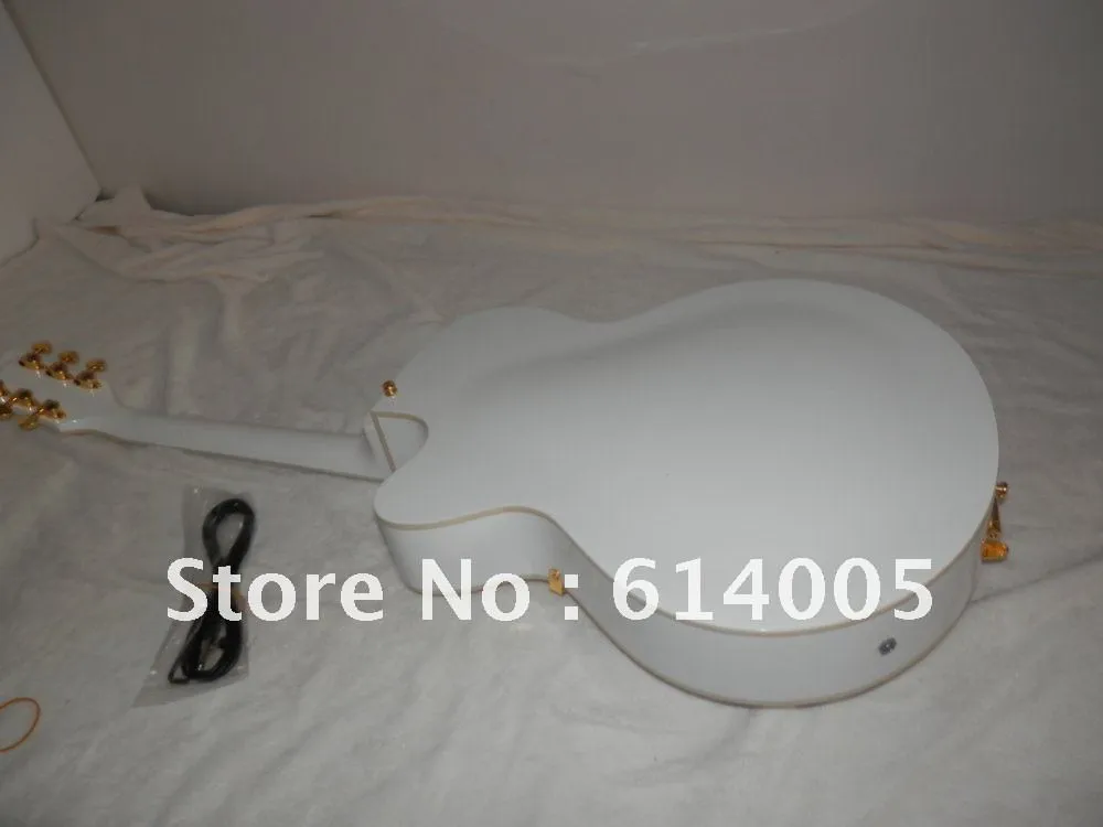 Partihandel - Gratis frakt Anpassad butik 6120 Hollow Body White Falcon Electric Guitar med gratis frakt och fall i lager