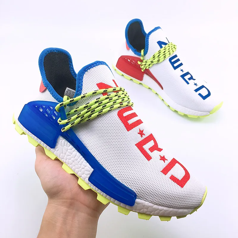 Creme Nerd Human Race Trail Solar Afro Pack Running Shoes Men Women Pharrell Williams HU SOLARHU Designer Trainer Sport Sneaker Size 36 47
