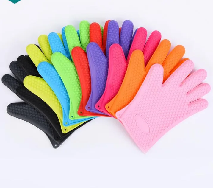 Siliconen keuken koken handschoenen magnetron antislip mitt hittebestendige siliconen huis handschoenen koken bakken bbq handschoenen houder