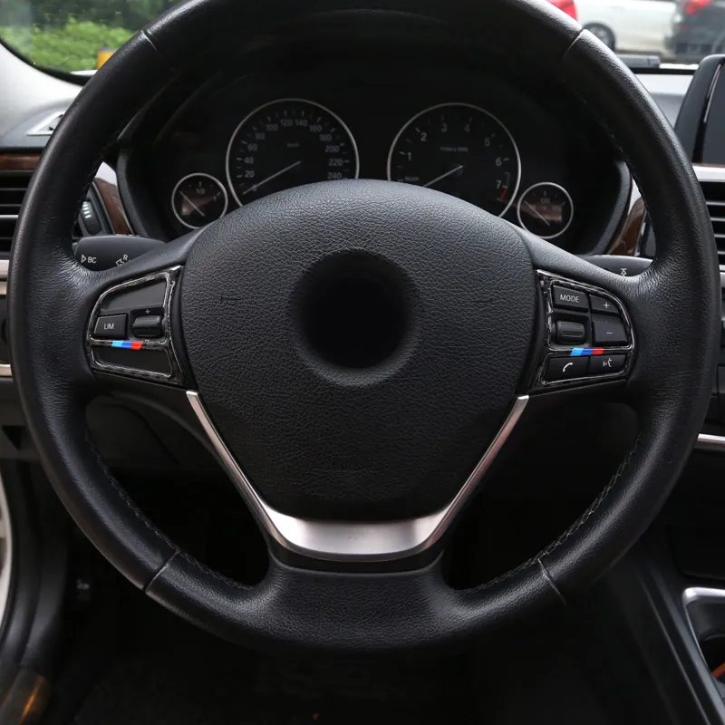 Kolfiber klistermärke rattknappar ram täck trim för BMW 3 4 serie 3GT F30 F31 F34 2013-18 bilstyling accessoarer174z