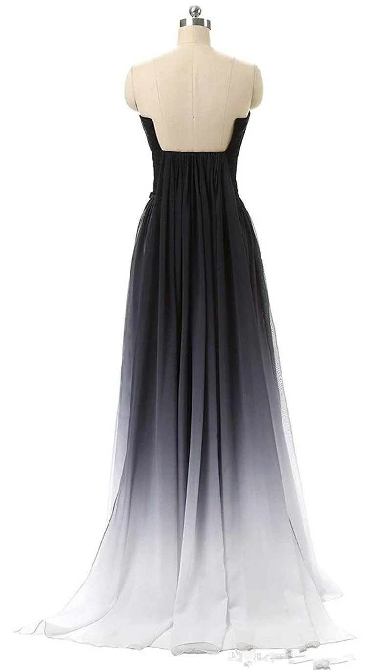 2018 Nya Gradient Prom Klänningar med Long Chiffon Plus Size Beaded Ombre Evening Formell Party Gown