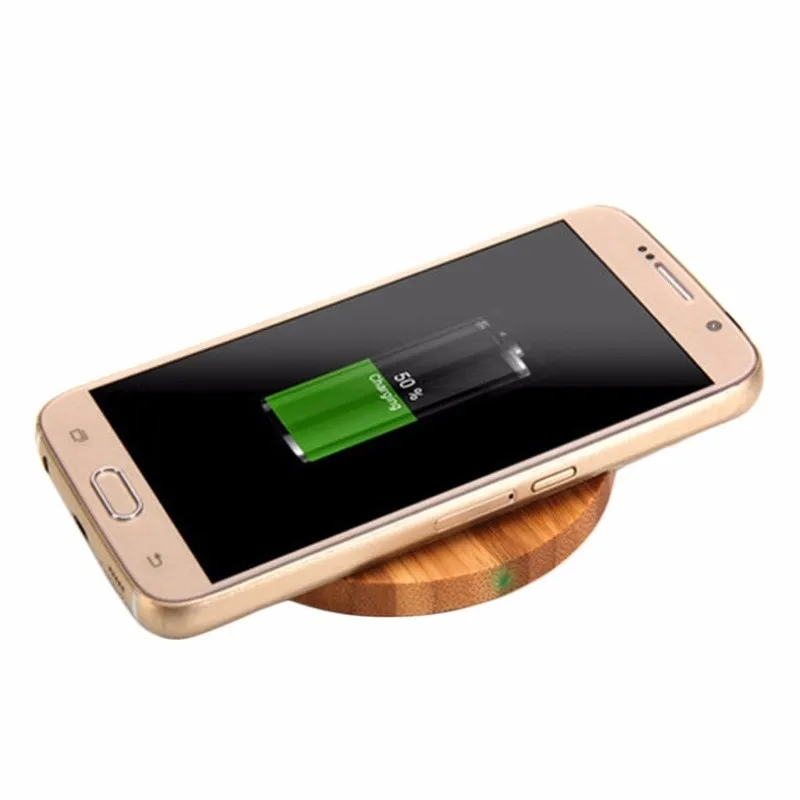 Caricabatterie rapido caricatore wireless Qi in legno di bambù rotondo Caricabatterie veloce iPhone Samsung Tutti i dispositivi abilitati Qi DHL gratuito