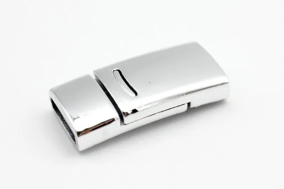 Skicka 50pcsets silver krökt magnetisk stängningslås armband som gör smycken leverera läder strip lim 10mmx2mm inre hål3028