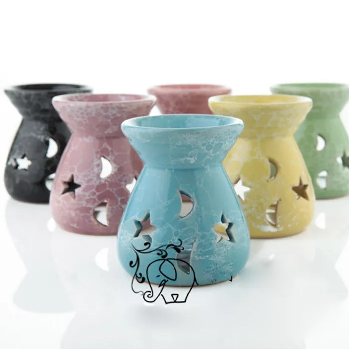 Ceramic Essential Oil Lamps Hollow Stars Moon Pattern Simple Essential Oil Fragrance Candle Incense Burners
