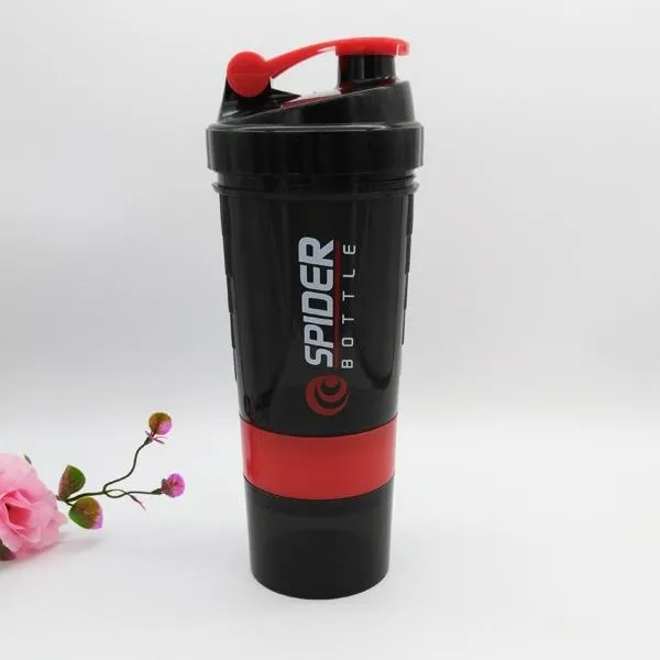 Spider Protein Shaker Vattenflaskor Koppar Drycker 3 i 1 Sport Infogad Blandning Boll 6 Färg 500ml