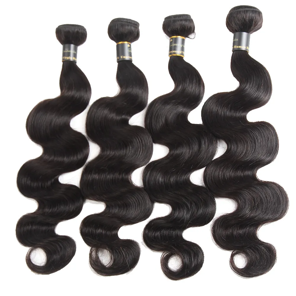 Péruvien Indien Malaisien Cambodgien Brésilien Vague de Corps Cheveux Weave Bundles Pas Cher Brésilien Extensions de Cheveux Humains 3 ou 4 Pcs Couleur Naturelle 1