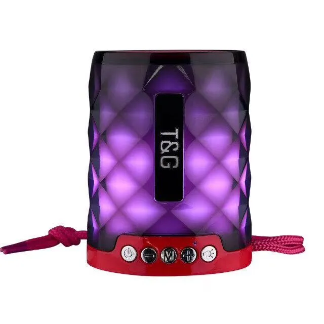 Portable TG155 LED Light Bluetooth speaker with Hands free Mic support TF Card FM Mini LED colorful lights Lamp outdoor waterproof subwoofer
