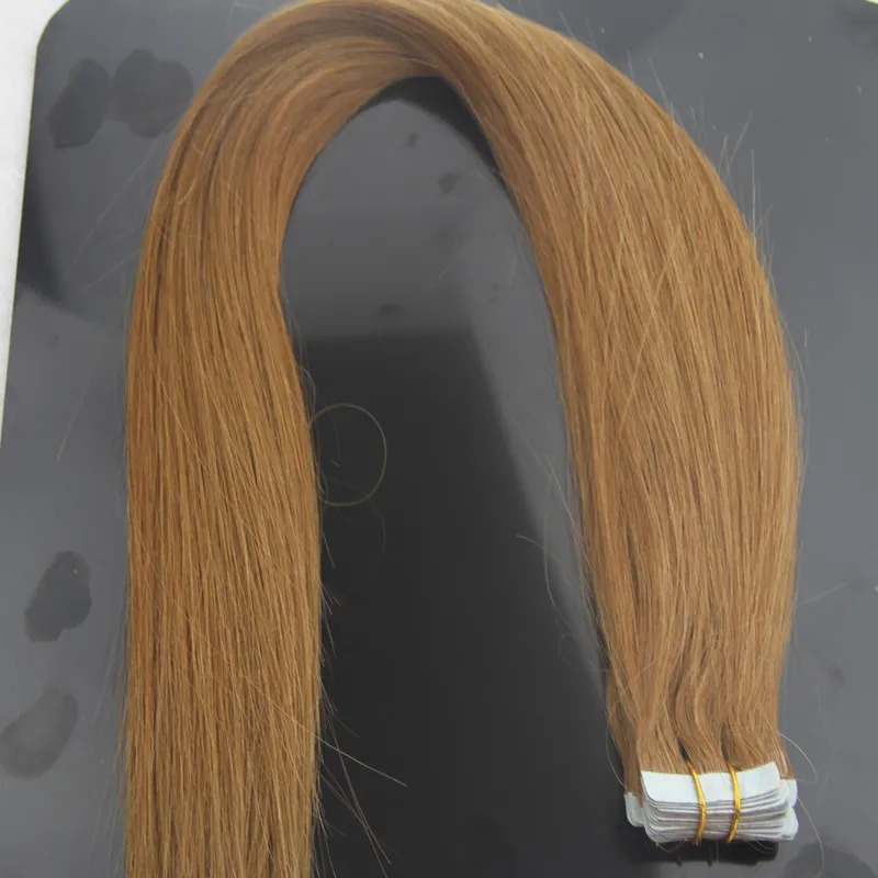 # 27 Honey blonde tejp hårförlängningar 40 stycken rakt 100g brasiliansk hårband PU hud väftband i mänskliga hårförlängningar