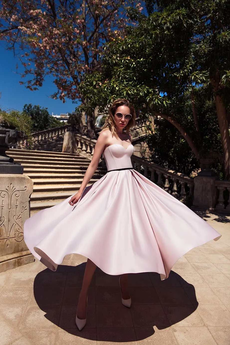 Elegantes blassrosa Partykleid mit applizierter Bluse, neu eingetroffenes herzförmiges, knöchellanges Cocktailkleid aus Satin, schönes Abendkleid für formelle Kleidung