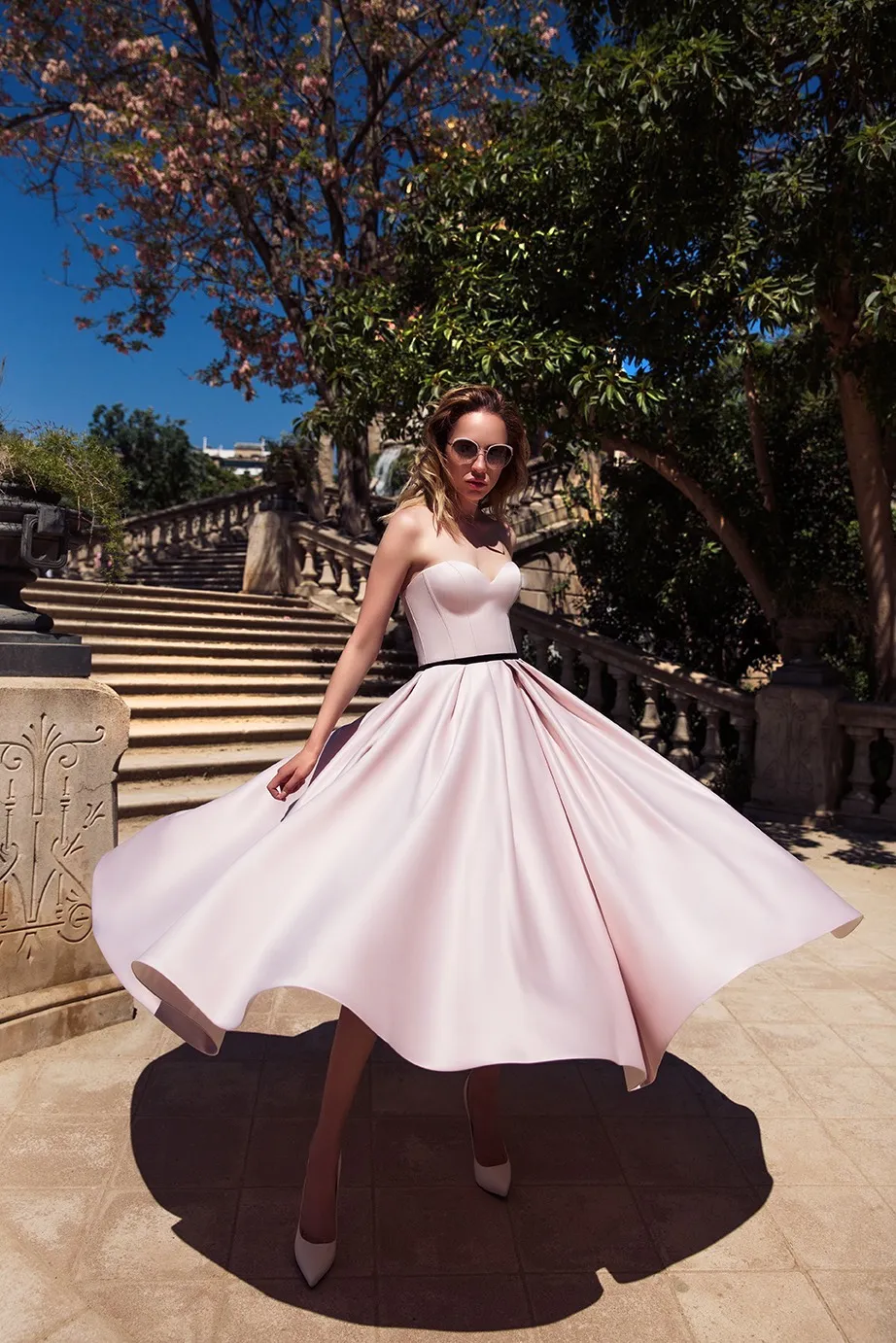 Élégante robe de soirée rose pâle avec chemisier appliqué nouvelle arrivée chérie satin cheville longueur robe de cocktail belle robe de bal tenue de soirée