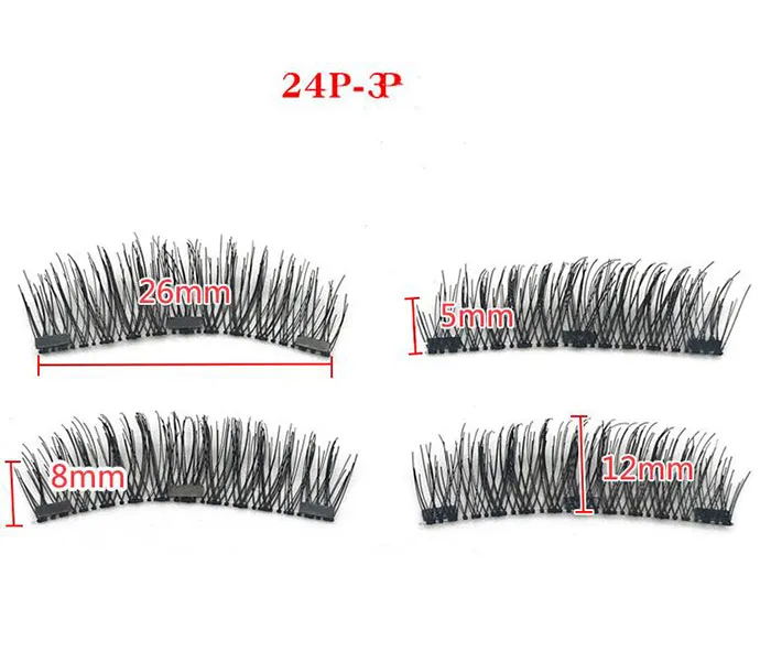 Venda quente Três ímã 3D Magnetic Cílios Falsos Natural 3 Magnetic Cílios Eyelashes Olho Acessórios de Maquiagem de Beleza