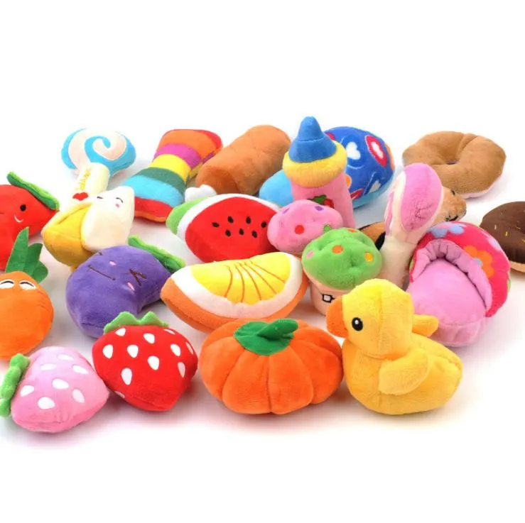 개 장난감 과일과 야채 베개 애완 동물 소리 장난감 오리 수박과 당근 개 봉제 인형 T4H0201