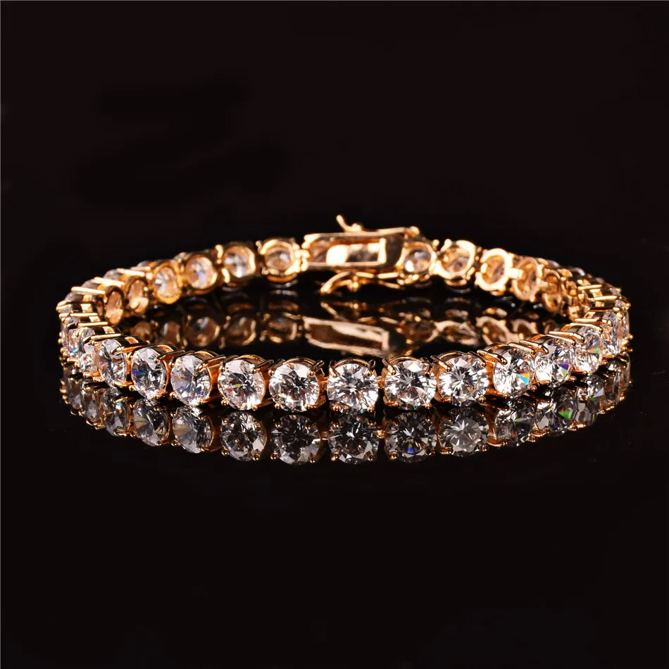 Bracelet de tennis en zircone de 4 mm 3 mm Double une chaîne de tennis en zircone en zircone en zircone bijoux de hip hop glacé finition 1 rangée bracelet CZ Gold CZ4953969