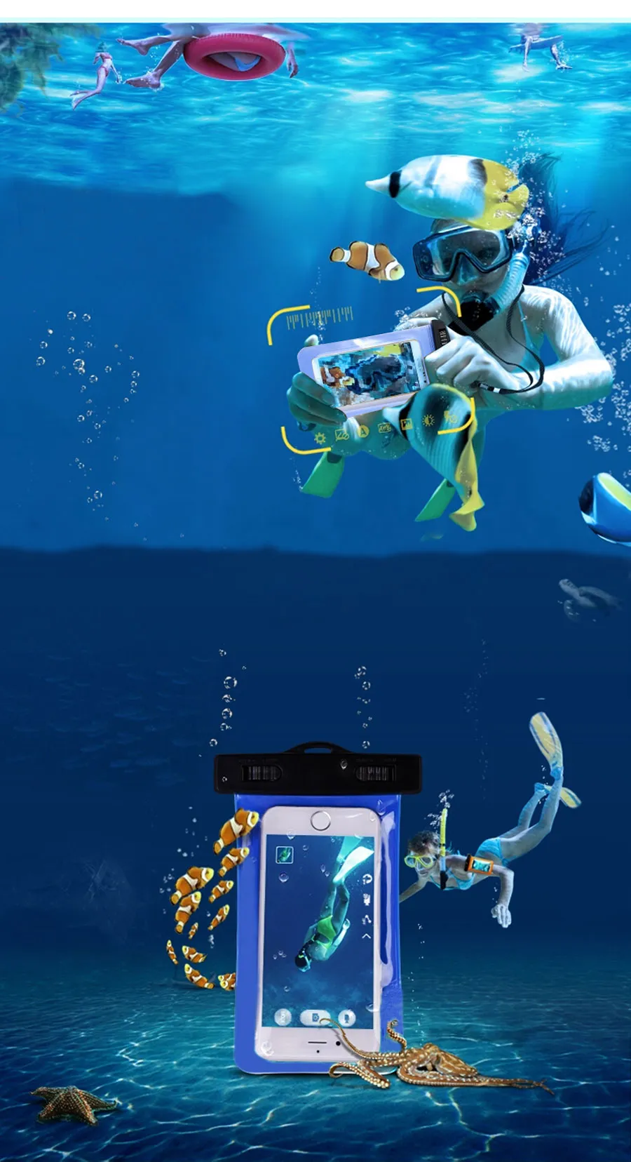 Оптовая универсальный IPX8 водонепроницаемый чехол для телефона Samsung S8 S6 S7 Edge J5 телефон сумка сухой мешок мешок клип для всех ясно водонепроницаемый мешок