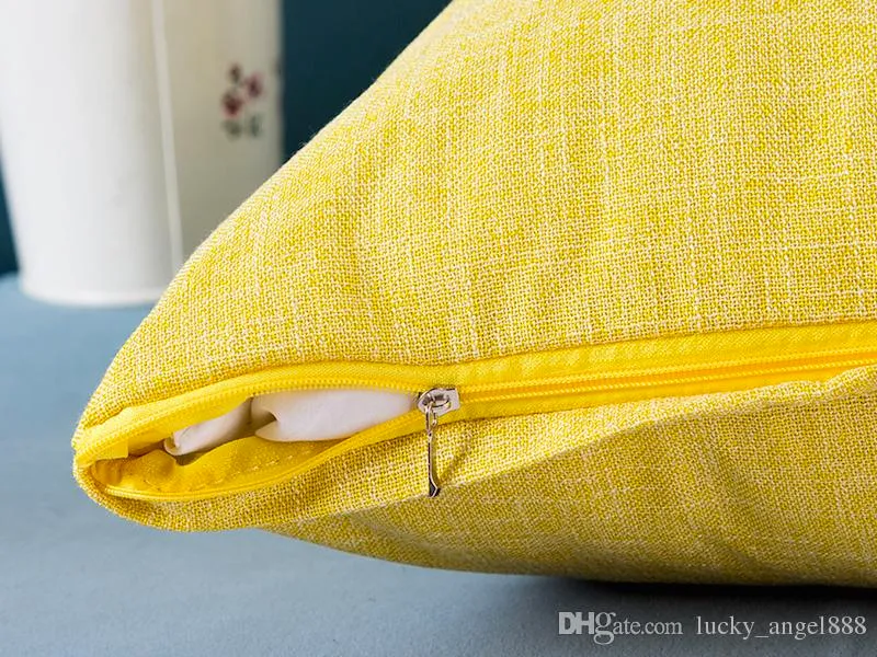 Échantillon uni couleur claire coton lin housse de coussin vierge 90g taie d'oreiller vierge peut fournir un motif personnalisé imprimer votre conception.