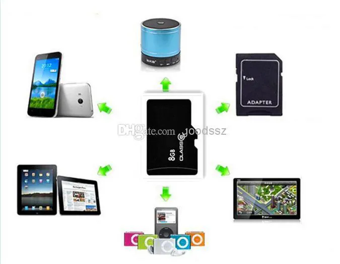 Real 8GB Memory Cards Genuine Transflash TF Cards With Adapter For Cell ...