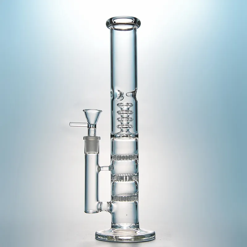 Glass Bong Birdcage Perc Hookahs Straight Tube Dab Rigs Bongs Clear Water Pipes 18mm Female Joint HR316