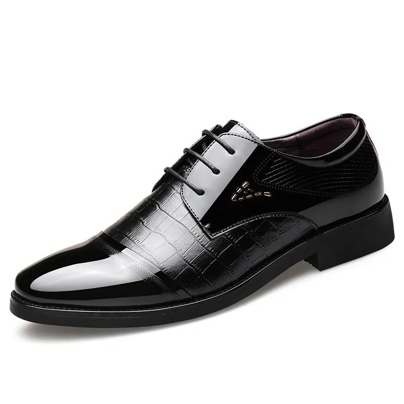 Men's Dress Shoes Black Italian Oxfords Patent Leather Office Formal Shoes Men British Version Wedding Shoes Chaussure Homme