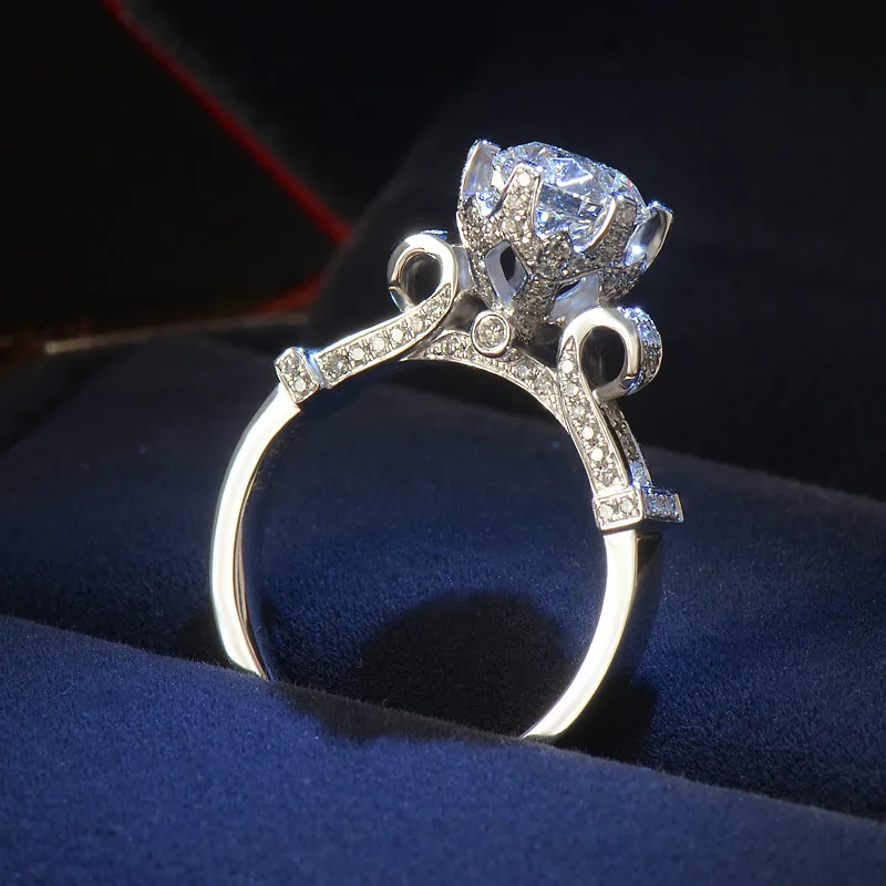 Choucong Eternity hecho a mano 2ct 5A Zircon Cz 925 plata esterlina mujeres compromiso boda banda anillo Sz 4-10 regalo