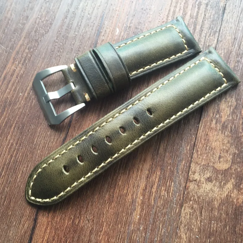 Bracelet en cuir véritable peau de cire d'huile bracelet 18mm 20mm 22mm 24mm 26mm vintage cool montre-bracelet bande bracelet fait main de qualité supérieure