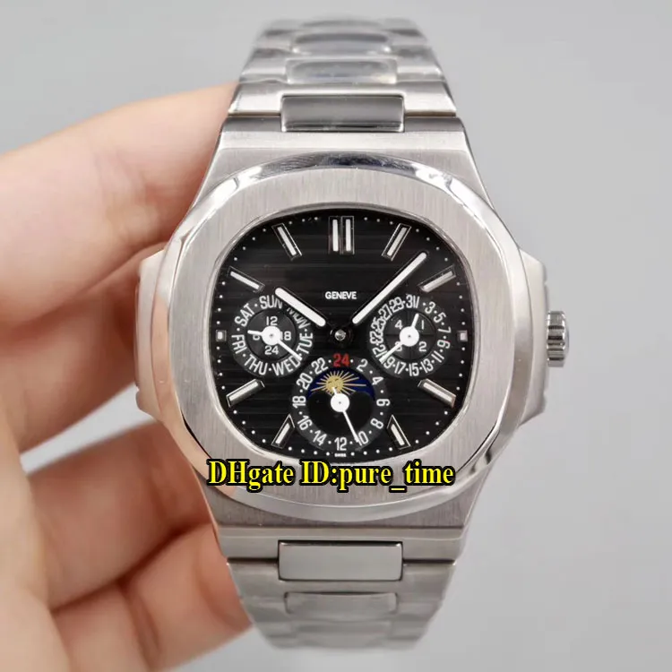 5 couleurs Nautilus cadran noir automatique 5740/1G-001 phase de lune montre pour homme en acier inoxydable 316L bande sport montres-bracelets de haute qualité