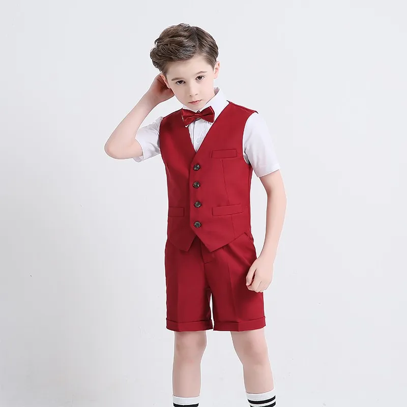 Two PiecesSuit With Notched Lapel Short Sleeve And Pants Boy's Formal Wear 2018 Summer Newest Design Custom Made Suit For Boys