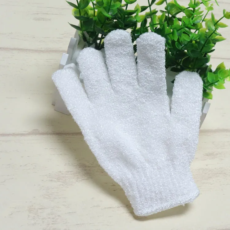 Bath Brushes White Nylon Body Cleaning Shower Gloves Exfoliating Bath Glove Five Fingers Bath Bathroom Gloves Home Supplies LT224