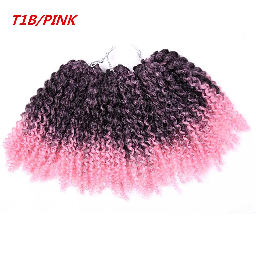 8inch set Marly braid Synthetic Braiding hair with Ombre purple pink and blonde Malibob Crochet Hair extensions2816050