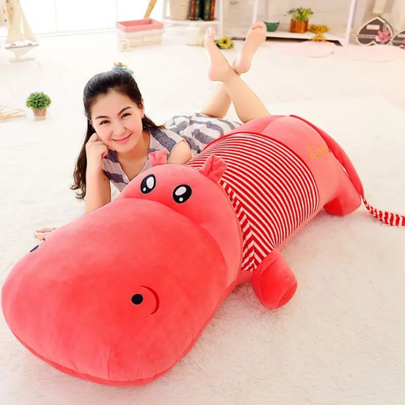 Dorimytrader Cuddly Soft Lying Animal Hippo Plush Pillow Large Stuffed Cartoon Hippos Toy Doll Baby Gift Lover Present 180cm 150cm 120cm