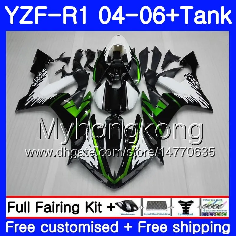Body+Tank For YAMAHA YZF R 1 YZF-1000 Stock green white YZF 1000 YZFR1 04 05 06 232HM.12 YZF1000 YZF-R1 04 06 YZF R1 2004 2005 2006 Fairing