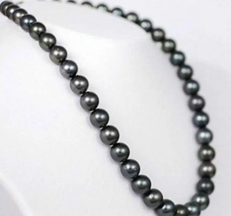 Echt mooi 17 "5-12mm Tahitian Natural Black Pearl Necklace Real Beautiful 17" 10mm Tahitian Natural Black Pearl Necklace