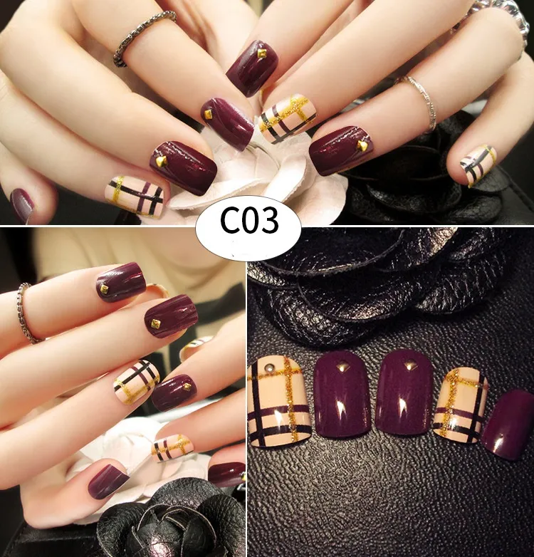 / ensemble brillant faux ongles brillant sexy mignon faux ongles courts longs