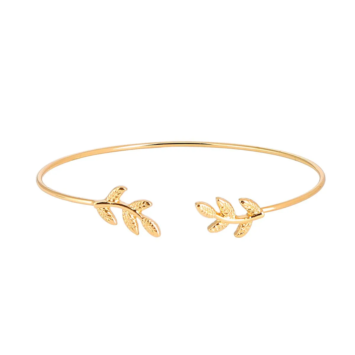 10pc / set Leaves Armband Smycken Nya Kvinnor Mode Charm Leaves Shaped Open Bangle Armband Bohemian Leaves Knot Round Chain Handgjorda