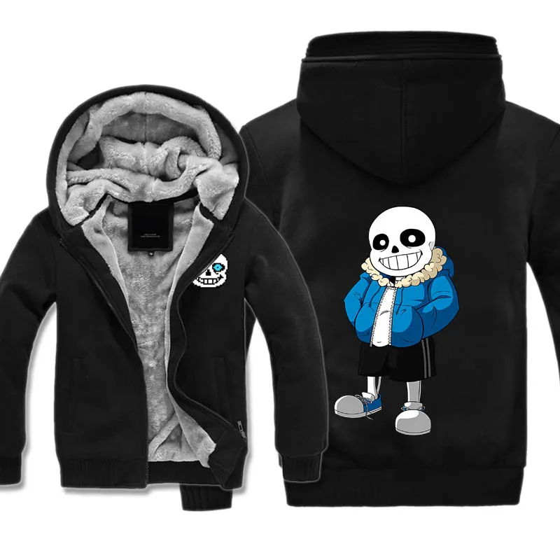 undertale costumes thickness hoodies adult velvet baseball sweatshirts sans men winter jacket hat coat