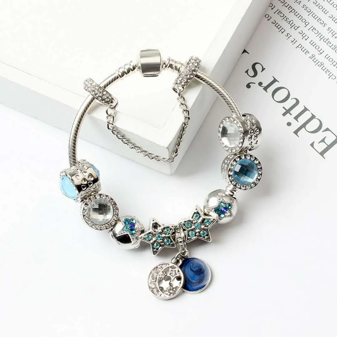 Bracelet En Argent Sterling 925 Avec Cristaux œil De Chat
