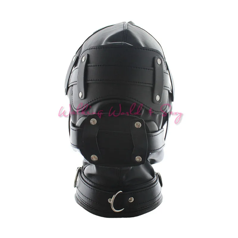 Morbida maschera in pelle PU Bondage Hood con dildo regolabile Gag Blindfold Fetish Cosplay Maschera da schiavo Gioco per adulti Giocattoli sessuali per coppie S924