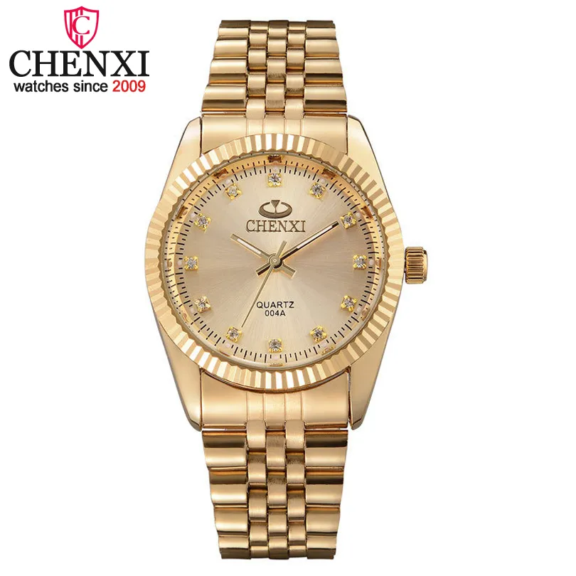 CHENXI Men Gold Watch Male Stainless Steel Quartz Golden men's Wristwatches for Man Top  Quartz-Watches Gift Clock