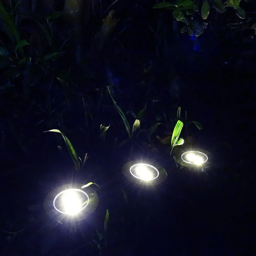 Podziemne lampy 4 LED Outdoor Disk Światła Solar Portable Lampion Wędrówkowy Camping Garden Schody