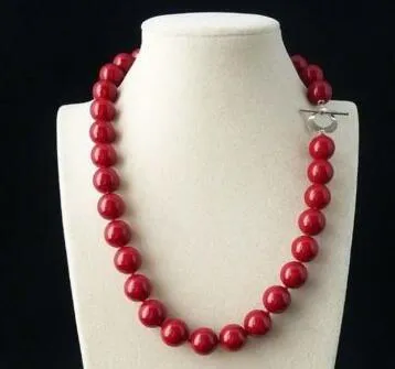 8mm Coral Red Color South Sea Shell Pearl Okrągłe Klejnoty Naszyjnik 18 