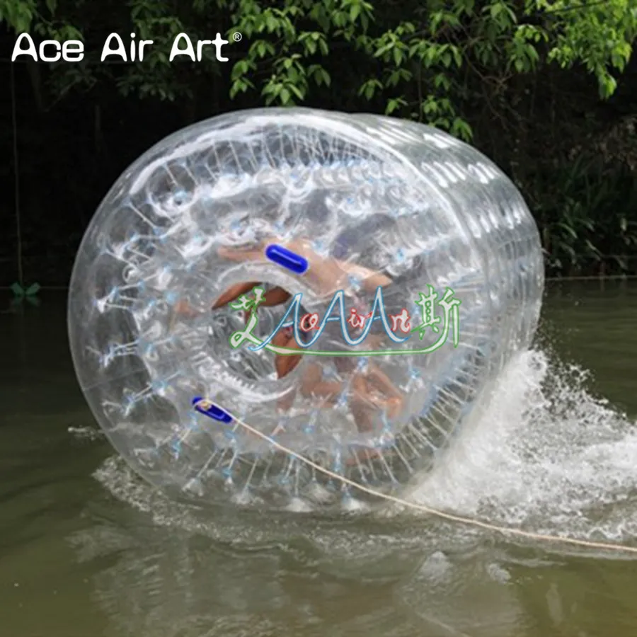 Anpassad 2,4 ml x 2,2 mh uppblåsbar promenadstötfångare med inbyggt handtag för vattenrekreation eller gräsaktiviteter