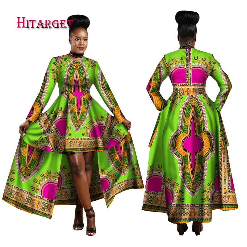 Vestidos africanos femininos Dashiki com estampa de cera de algodão Batik sexy vestido longo para roupas femininas tradicionais WY1268