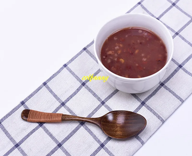 100 pièces18.5*4cm bois fait à la main cuillère en bois cuisson café thé mélange soupe Dessert petit déjeuner déjeuner dîner riz couverts