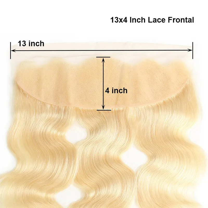 Brazilian Body Wave Hair 613# Blonde Ear to Ear 13x4 Lace Frontal Closure With 3 Bundles Brazilian Virgin Human Hair Weave Extensions