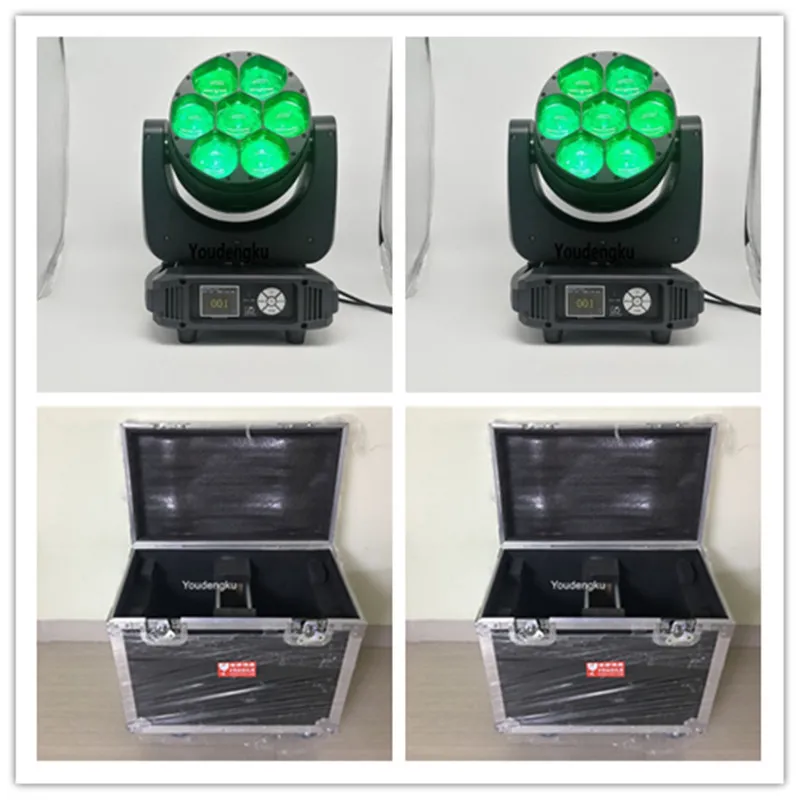 4 peças com flightcase mini Lyre DMX Movingheads 7x40W RGBW 4 em 1 Zoom LED Moving Head China Beam Zoom Movendo a luz da cabeça