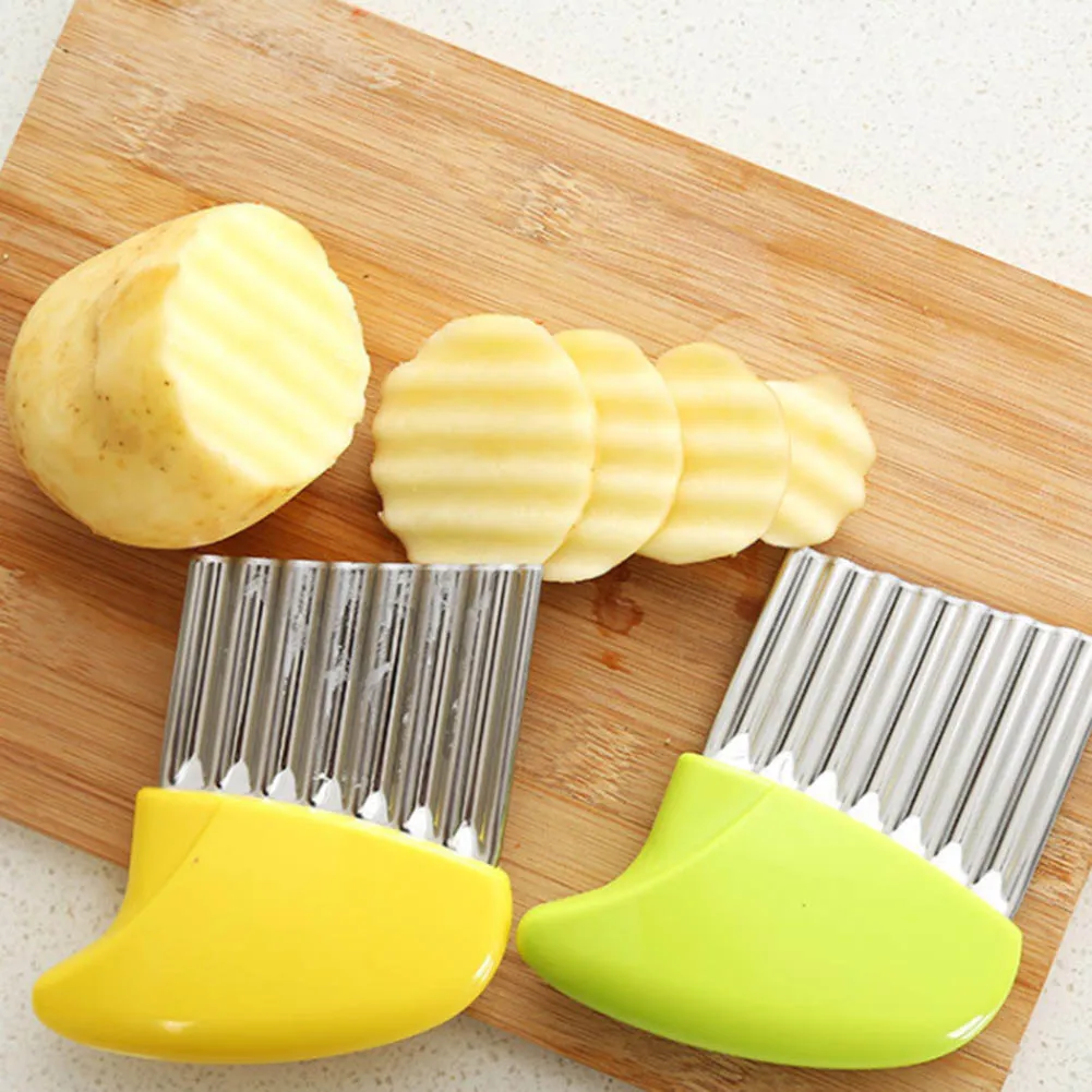 Edelstahl Gemüse Wellenschneider Slicer Kartoffel Karotte Crinkle Pommes Frites machen Messer Küche Obst Gemüse Werkzeuge