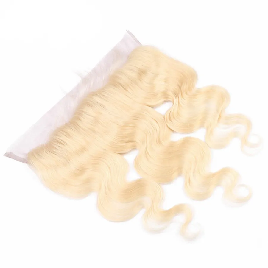 Bleach Blonde Haarbündel mit Spitzen-Frontal, Körperwelle, Spitzen-Frontal mit Bündeln, 613 blonde Haarverlängerungen mit 13 x 4 Spitzen-Frontalverschluss