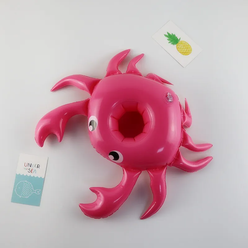 Diseño de cangrejo de dibujos animados Taza de inflación Asiento Piscina Flotante Titular de bebidas lindas Mini platillo encantador para la decoración de la piscina Nuevo Arriva7737943